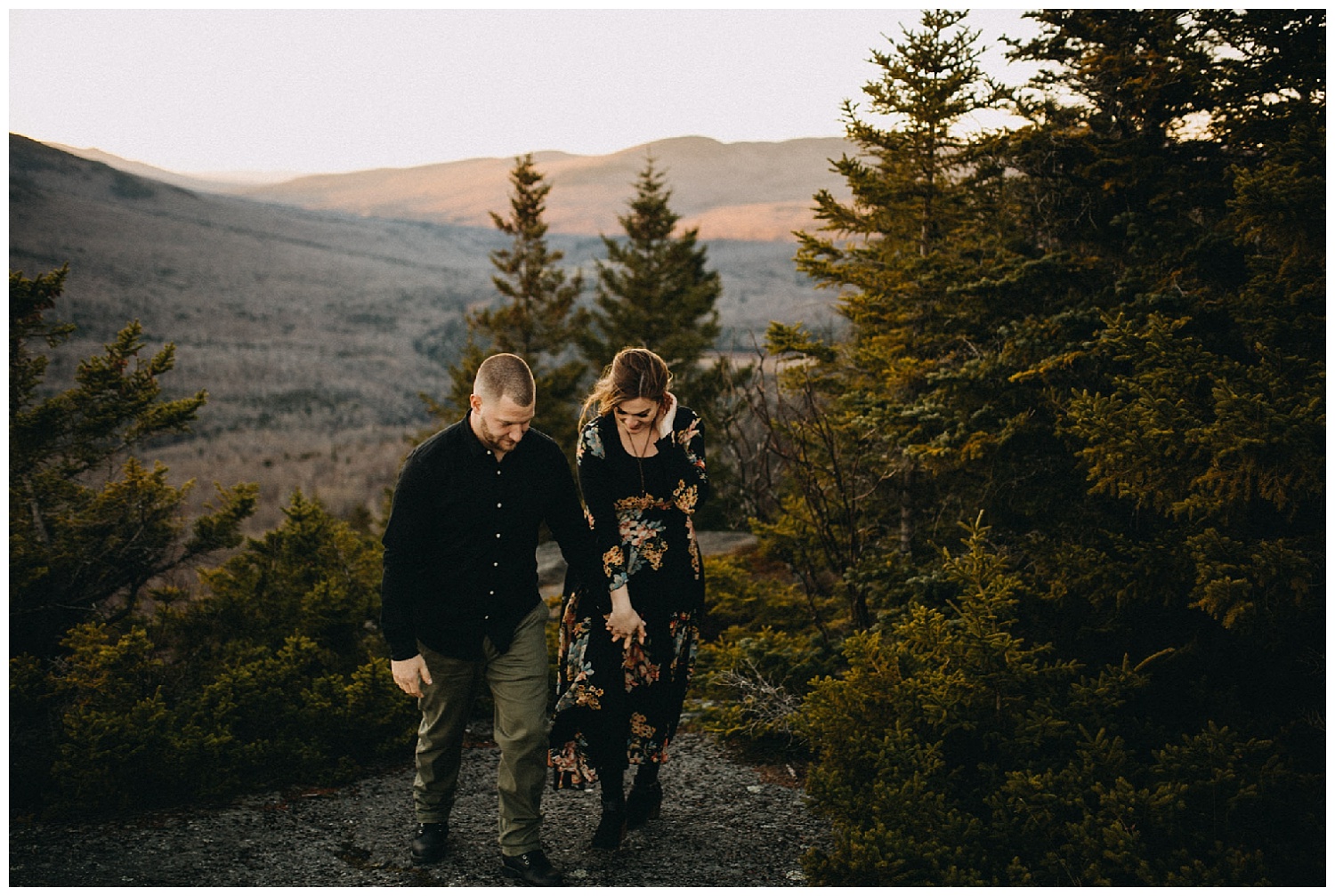 Bohemian New Hampshire Mountaintop Engagement Photography