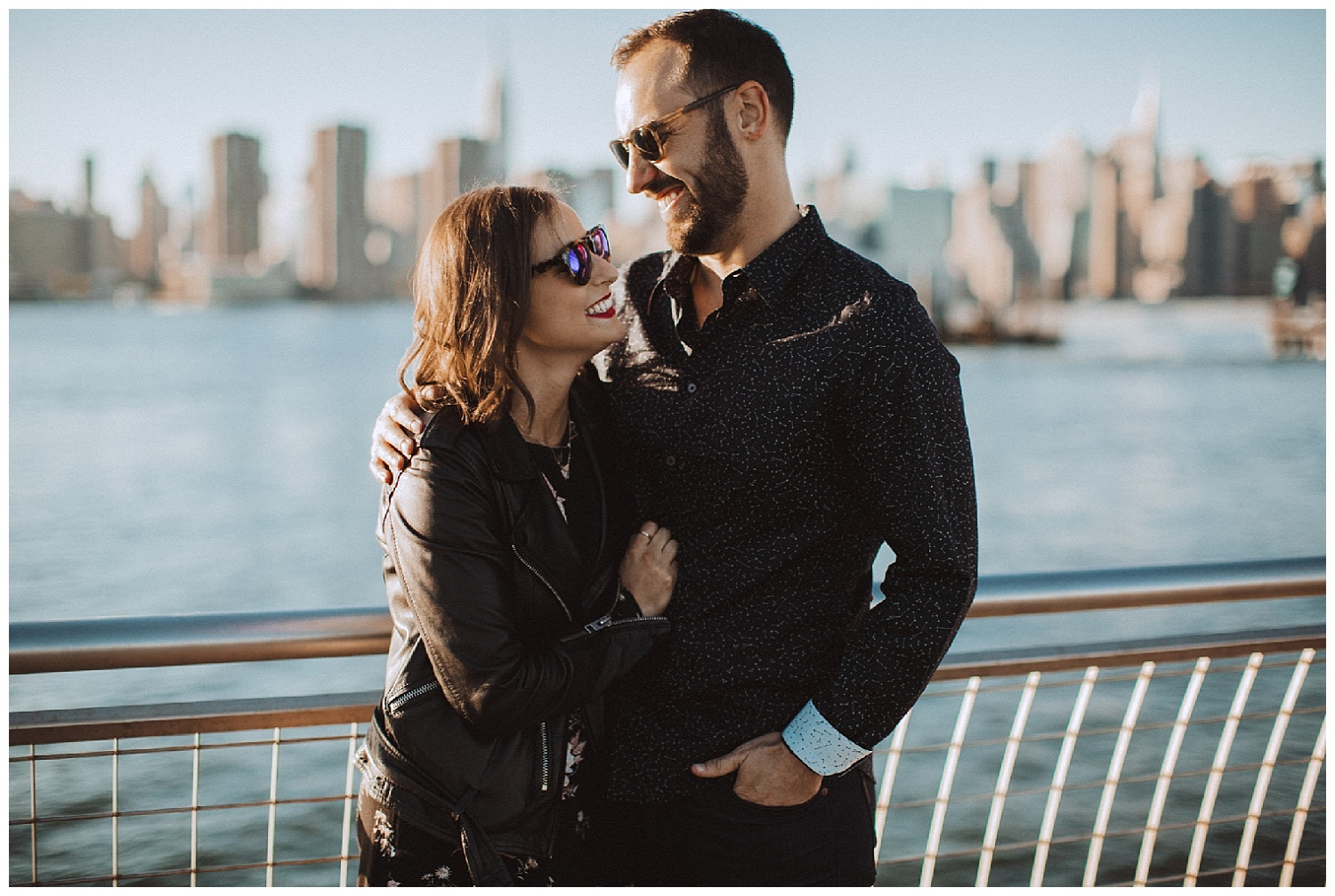 Rooftop Engagement Photos in Greenpoint Brooklyn NY