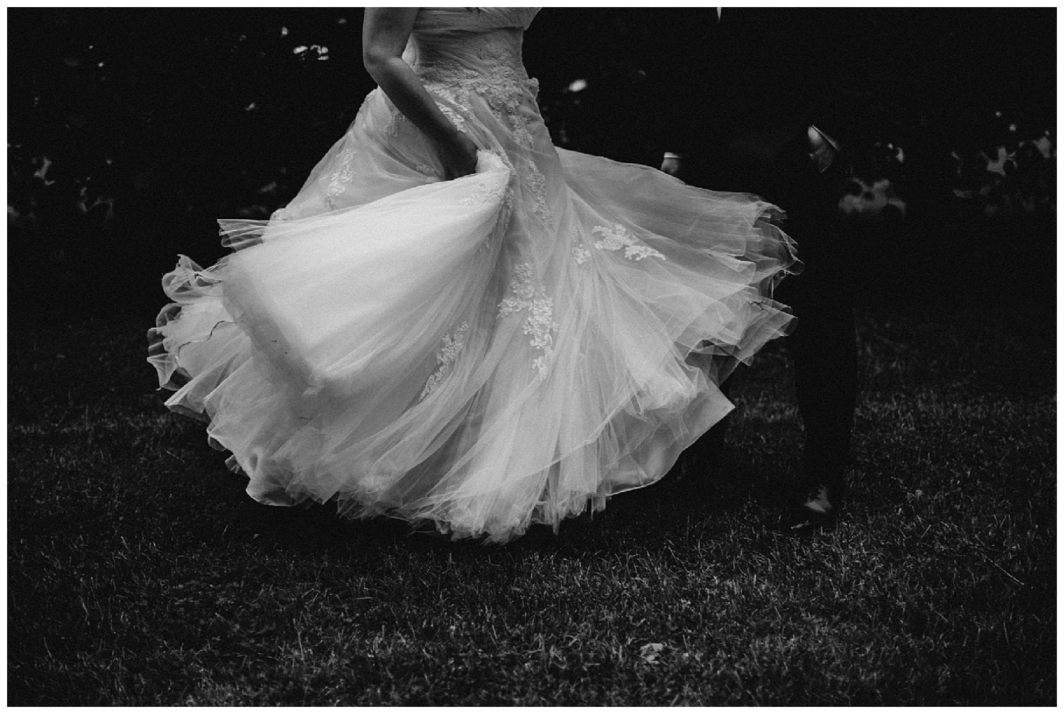 a bride twirling her gown at elm bank reservation