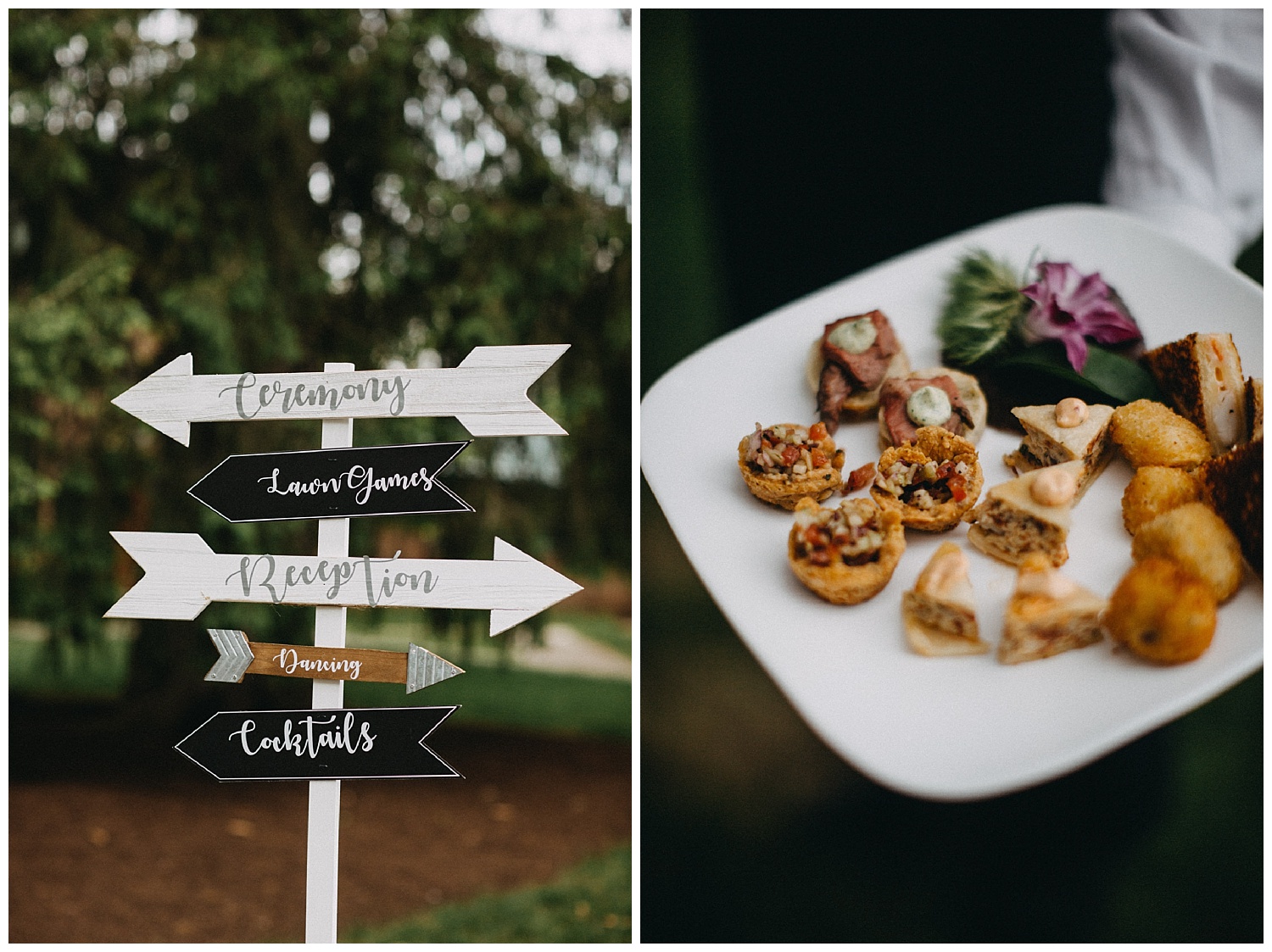 DIY sign and appetizers at Massachusetts wedding