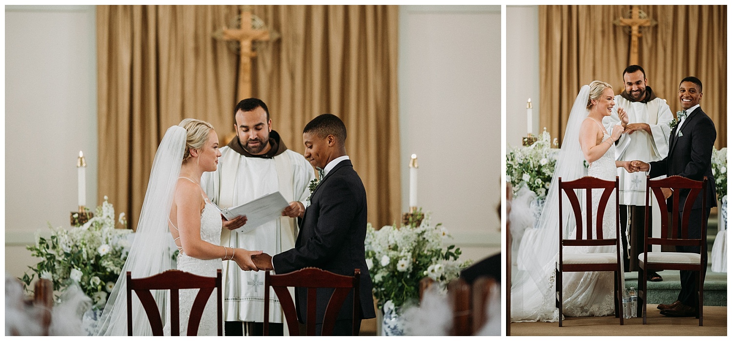 this couple held their ceremony in a church on Peaks Island