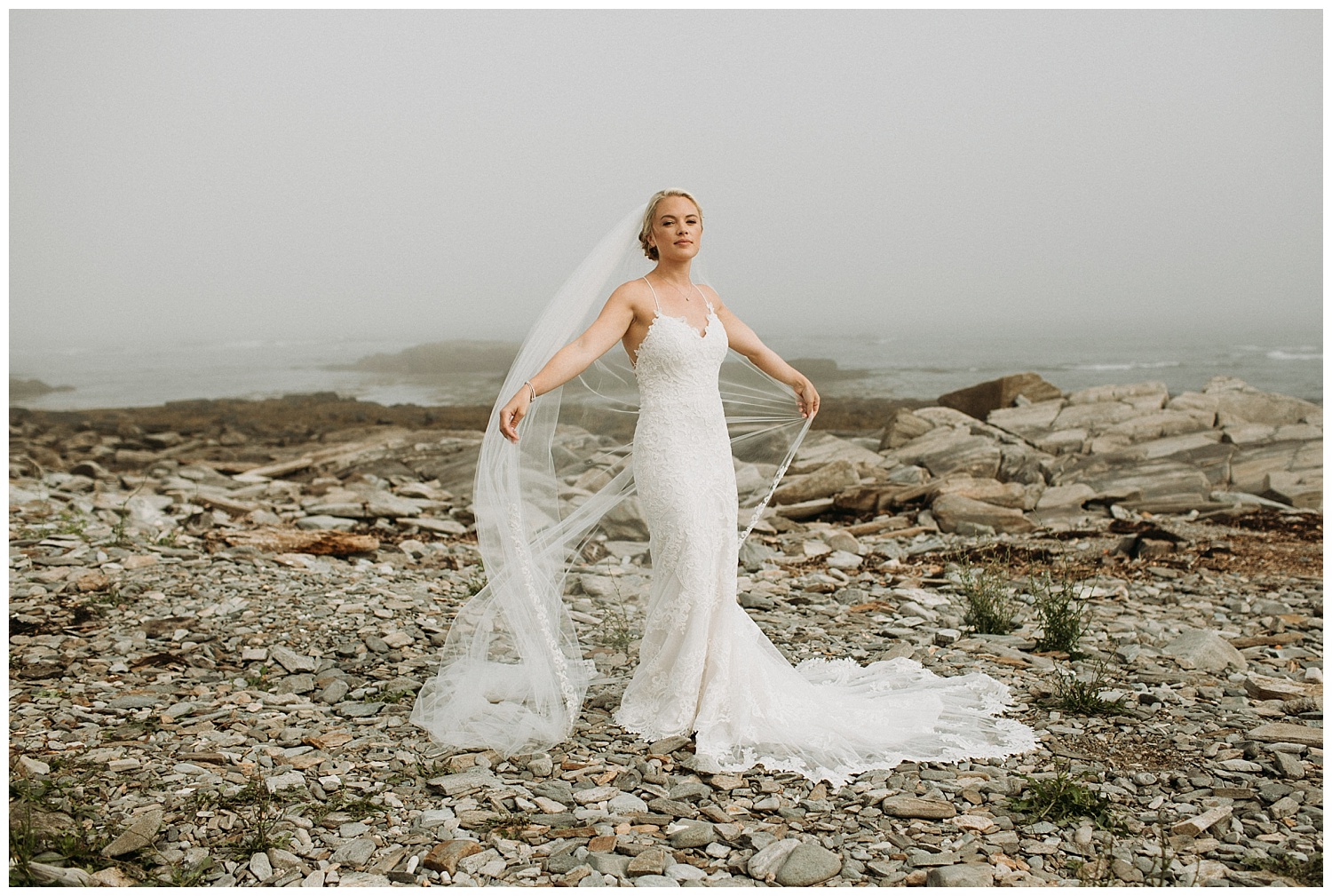a bride twirls in her dramatic veil