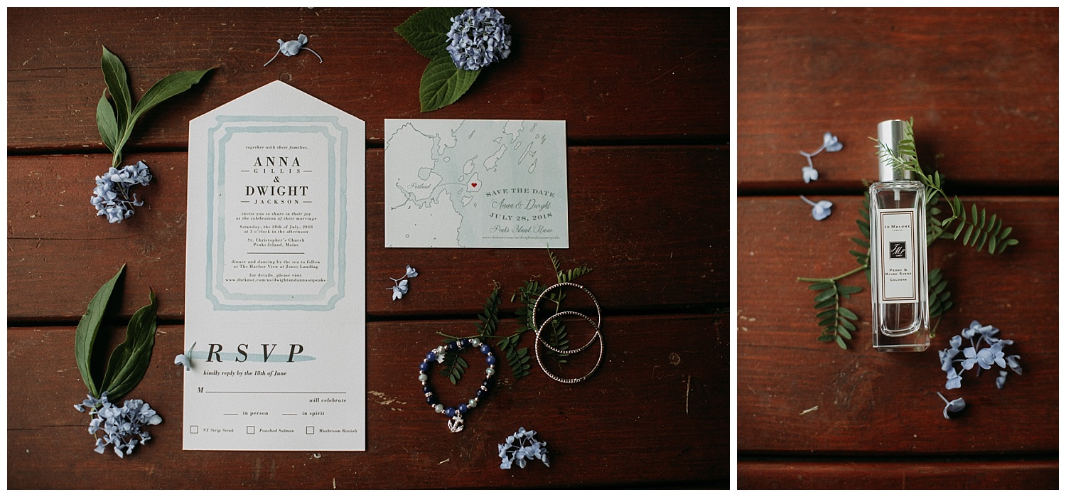 nautical wedding invitations for a Peaks Island wedding
