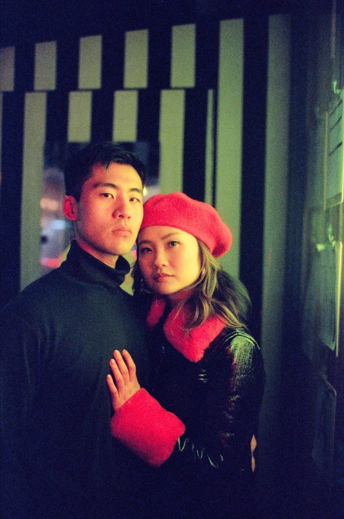 Film portrait of stylish NYC engaged couple