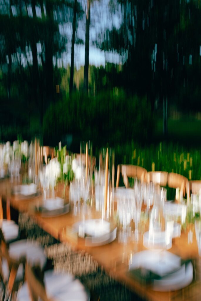 Film photo of wedding details with motion blur