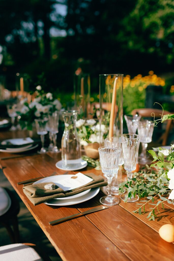 Film photograph of wedding table decorations