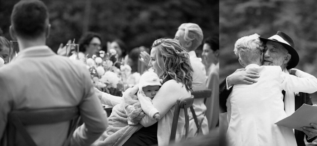 Black and white film portraits of Adirondacks wedding guests