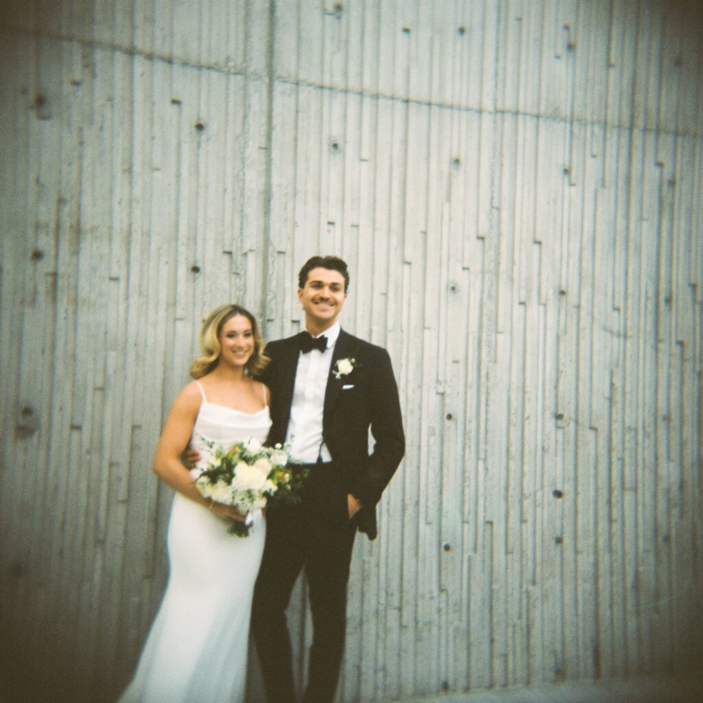 Film portrait of Boston bride and groom