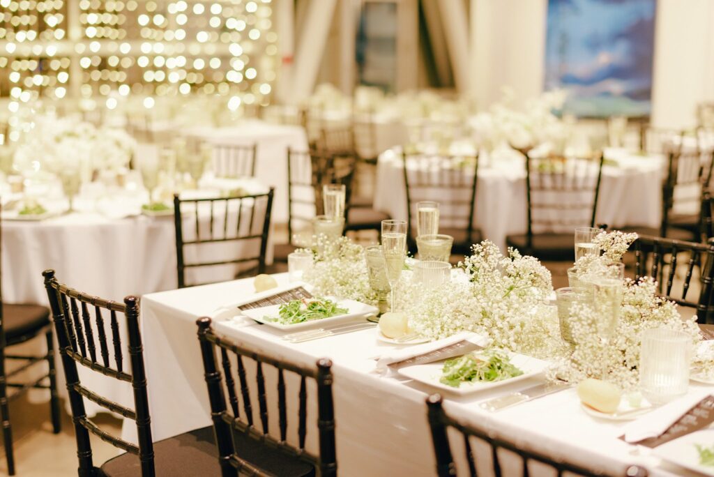 Luxury wedding table settings, captured on film