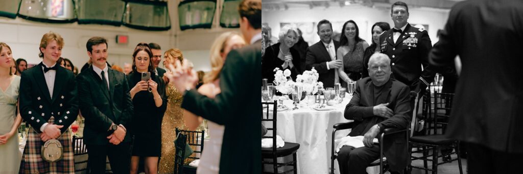 Guests watch emotionally as newlyweds share their first dance at Artists for Humanity