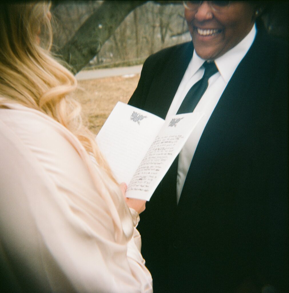 Film photograph of brides exchanging vows at their elopement
