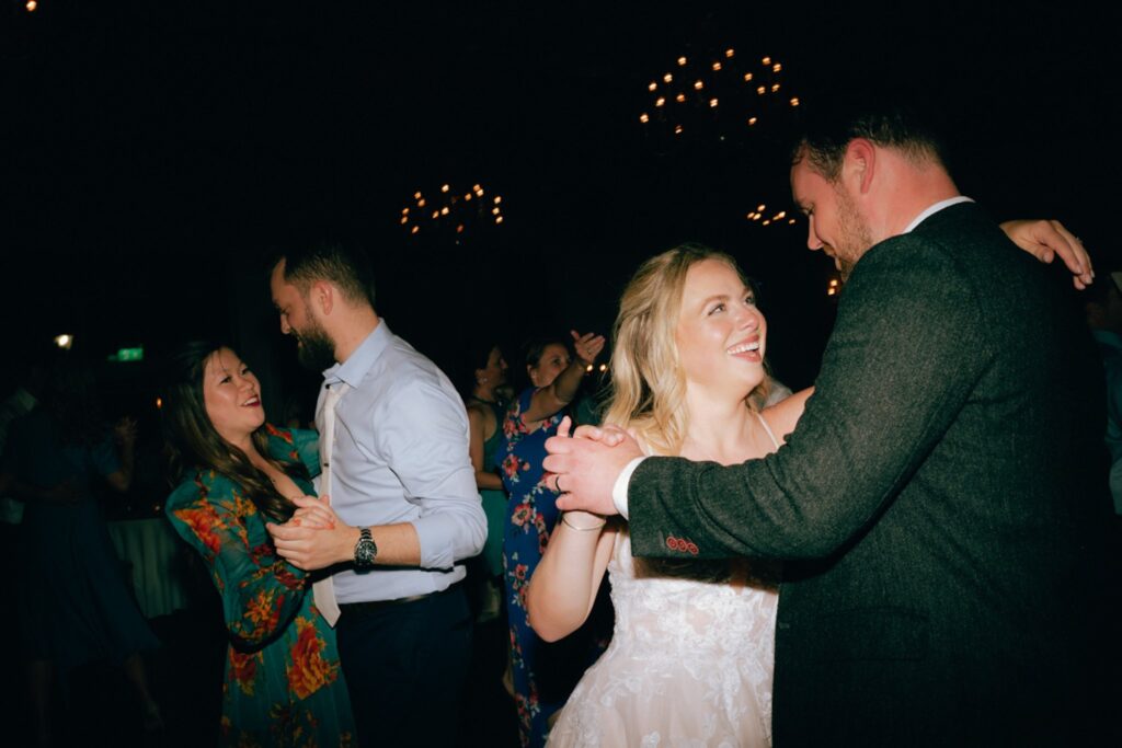 a bride and groom dance at their wedding in Ireland