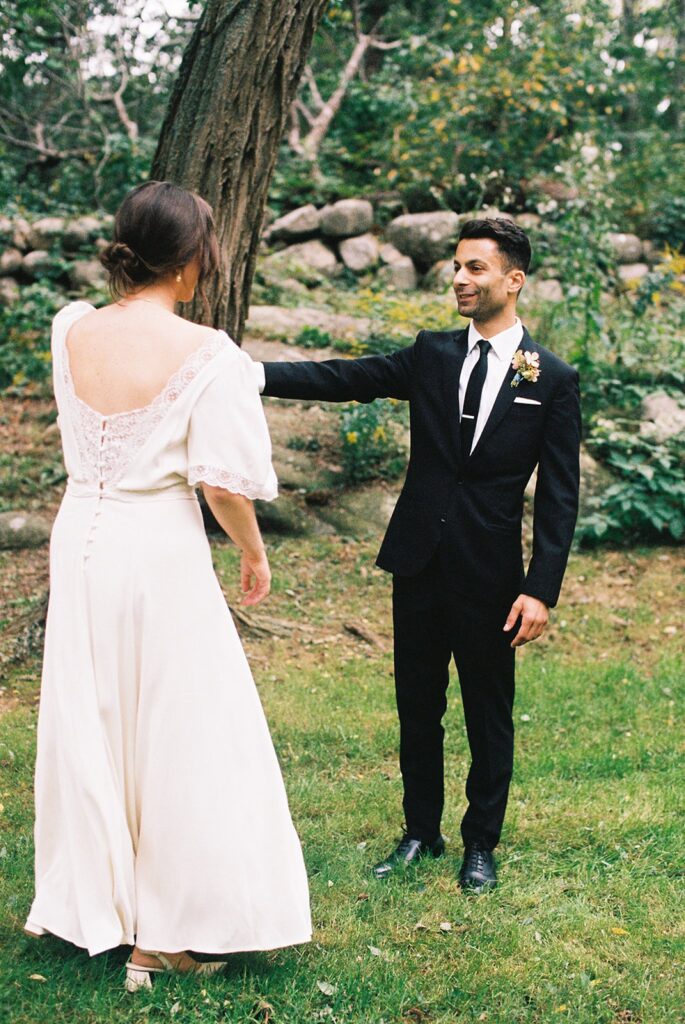 a bride and a groom at an intimate wedding