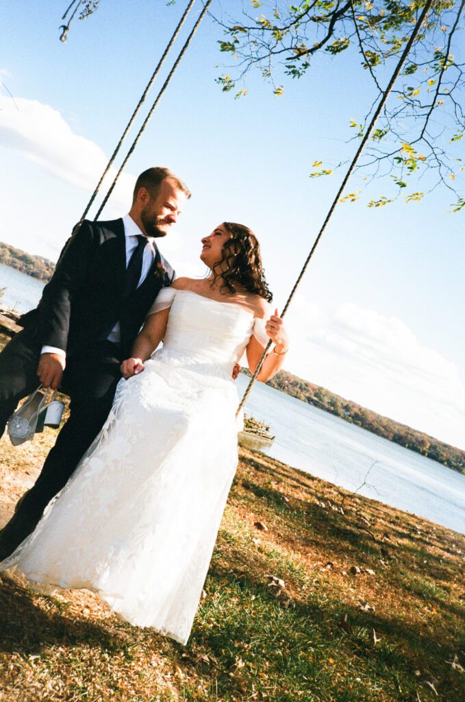 a bride and a groom at Hutton Brickyards