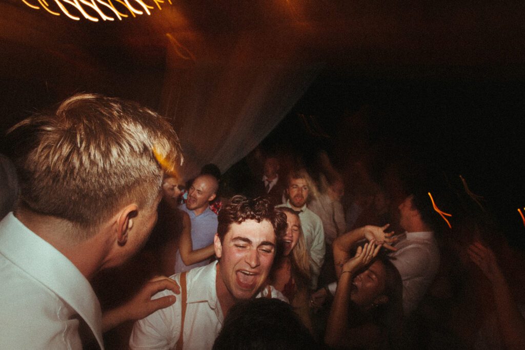 wedding guests dance at a winery in the Catskills, NY