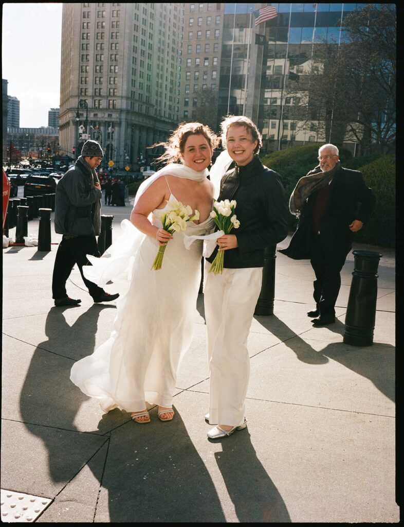 a couple in NYC after getting married