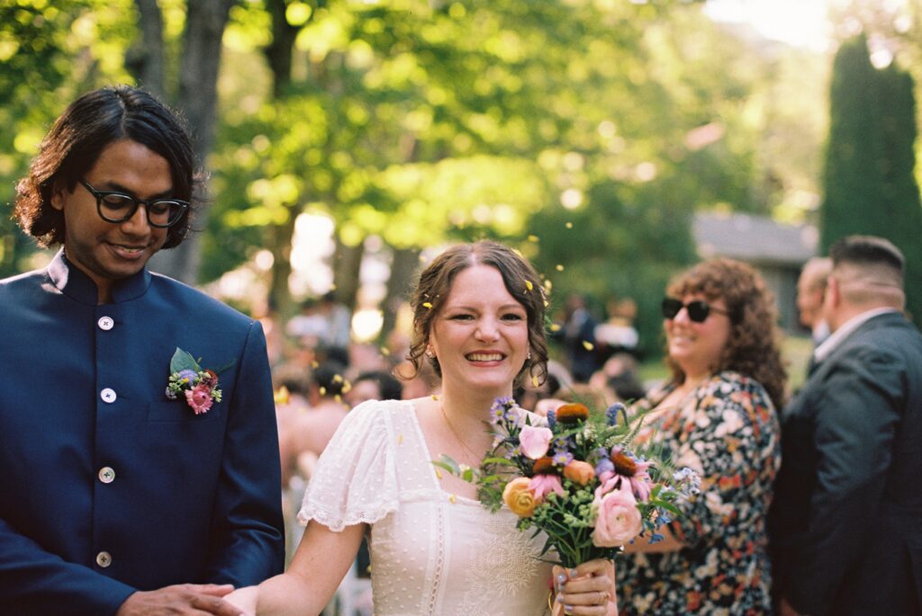 a bride and groom at their wedding ceremony