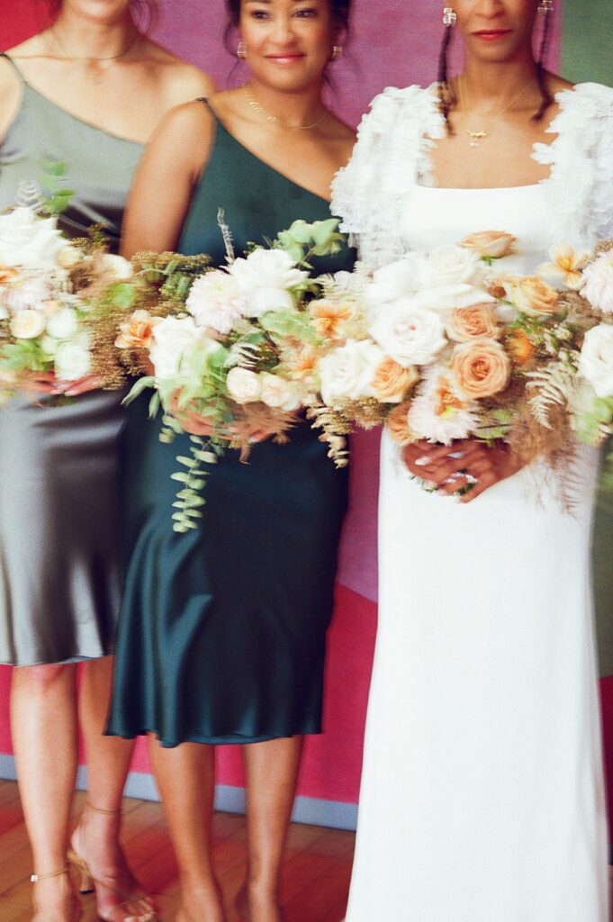 an abstract film photograph of wedding florals