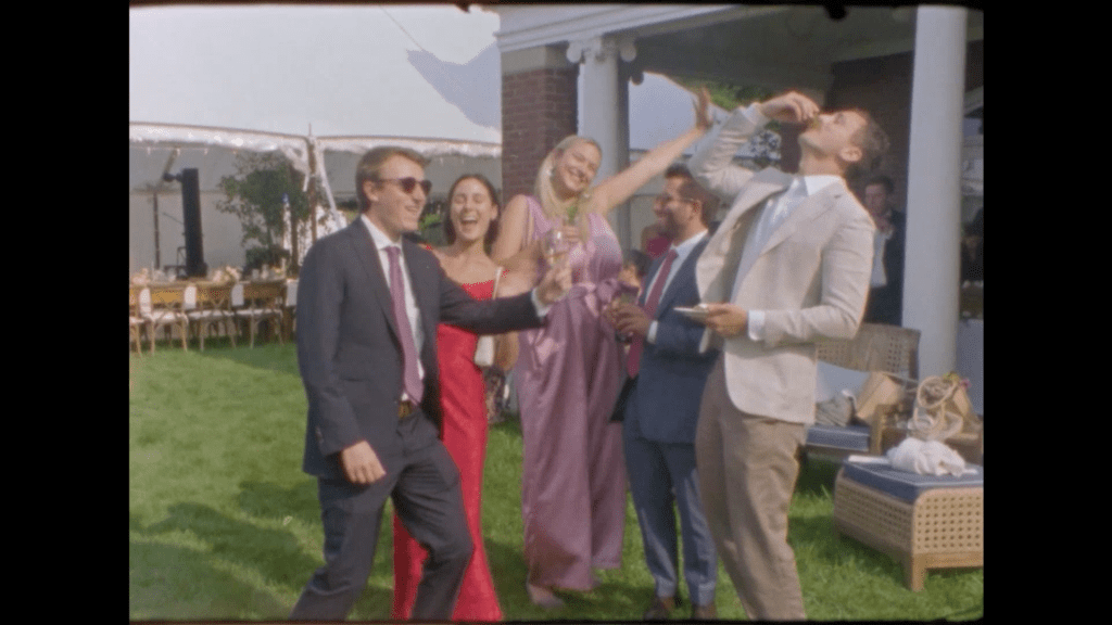 wedding guests enjoy cocktail hour