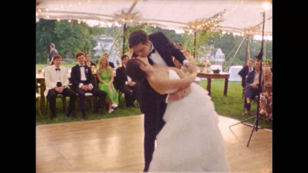 a couple dips during their first dance